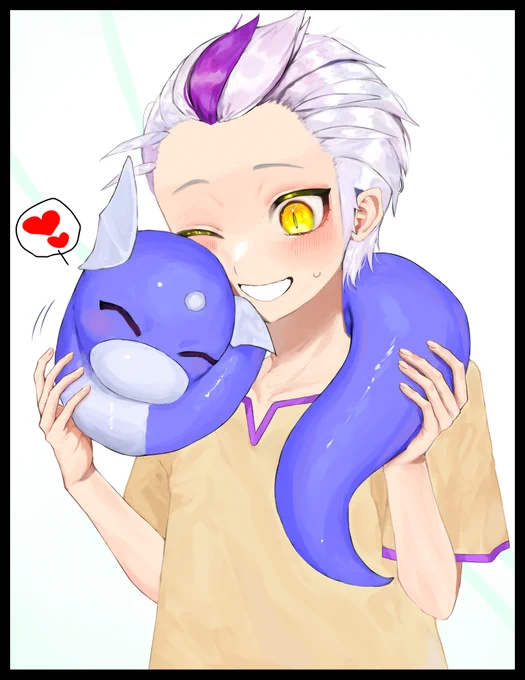 ショタカキツバタとミニリュウってだけの絵。ショタカキツバタのことガキツバタっていうの好きです