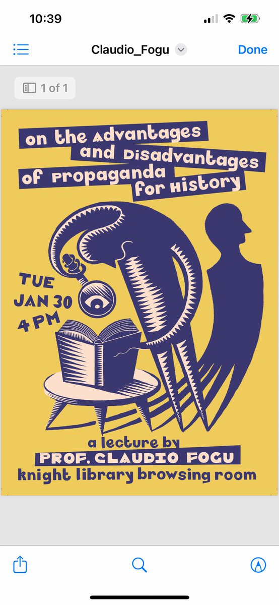 Tomorrow at 4pm @uoregon: “On the advantages and disadvantages of propaganda for history” with Prof. Claudio Fogu. Talk I of IV in this year’s “Fascism and Neo-fascism” lecture series.
