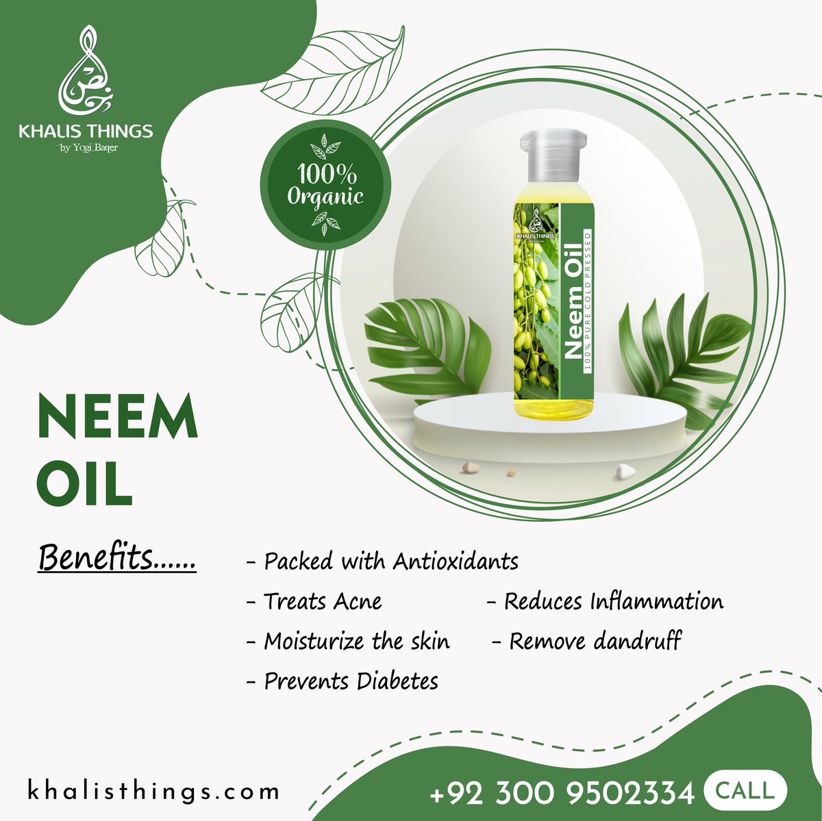 KhalisThings's tweet photo. Discover the magic of 100% Organic Neem Oil by Khalis Things! 

💚Say goodbye to acne, dryness, and dandruff.

💚 Transform your self-care routine now! 

Order at [https://t.co/qw1kivjRlP] 

#neemoil #skincare #haircare #naturalbeauty #khalisthibgs #yogibaqer https://t.co/agaqlzDfLH