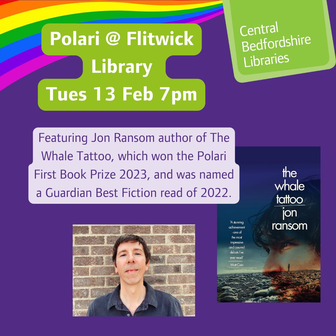 Join Polari prize winner Jon Ranson at Flitwick Library this feb! For more info and online tickets see bit.ly/Polari_Flitwic… . For tickets with no booking charge call into Flitwick or Ampthill Libraries. @PolariPrize @polarisalon