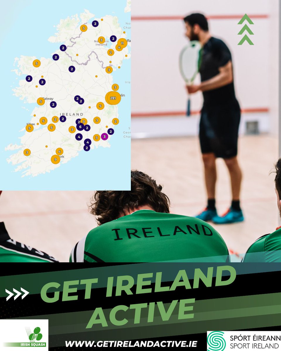 🌟 Squash is officially listed on the <a href="/sportireland/">Sport Ireland</a> "Get Ireland Active" database available at getirelandactive.ie

🙌 This easy to use database shows all of your local sports clubs and facilities across the island and now includes squash clubs and courts across the island