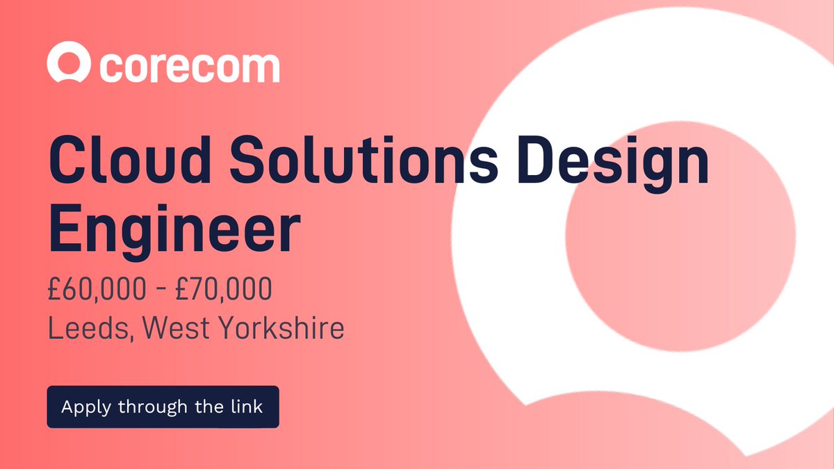 Are you a dynamic and innovative individual with a passion for problem-solving and a keen focus on people? 

Join our clients team as a Cloud Solutions Design Engineer in Leeds and play a pivotal role in shaping the future of our cloud infrastructure - corecomconsulting.co.uk/jobs/cloud-sol…