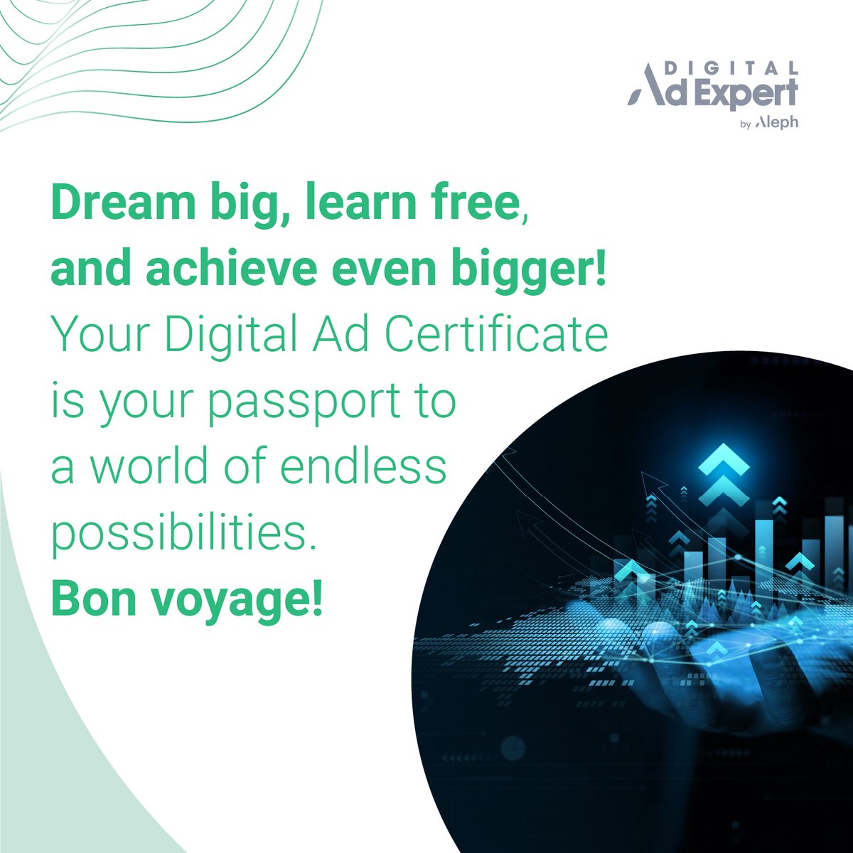 adexpertbyaleph's tweet image. Dream of a universe, learn for free, and achieve everything! ✨
Our Digital Ad Certificate program  is your rocket ship to success.

Blast off into 2024 and never look back!

Register at the link on our bio.

#DigitalAdvertising #FreeOnlineEducation #MarketingProgram