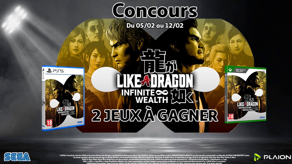 #CONCOURS Embarquez pour Hawaï avec Kiryu et Ichiban et tentez de remporter 1 jeu PS5 ou 1 jeu XBOX Like a Dragon: Infinite Wealth. ➡️ RT + Follow @HypergamesA ➡️ Like + commente ton personnage préféré de la saga Yakuza 2 gagnant(e)s TAS LE 12/02 : tinyurl.com/5c95cnnt