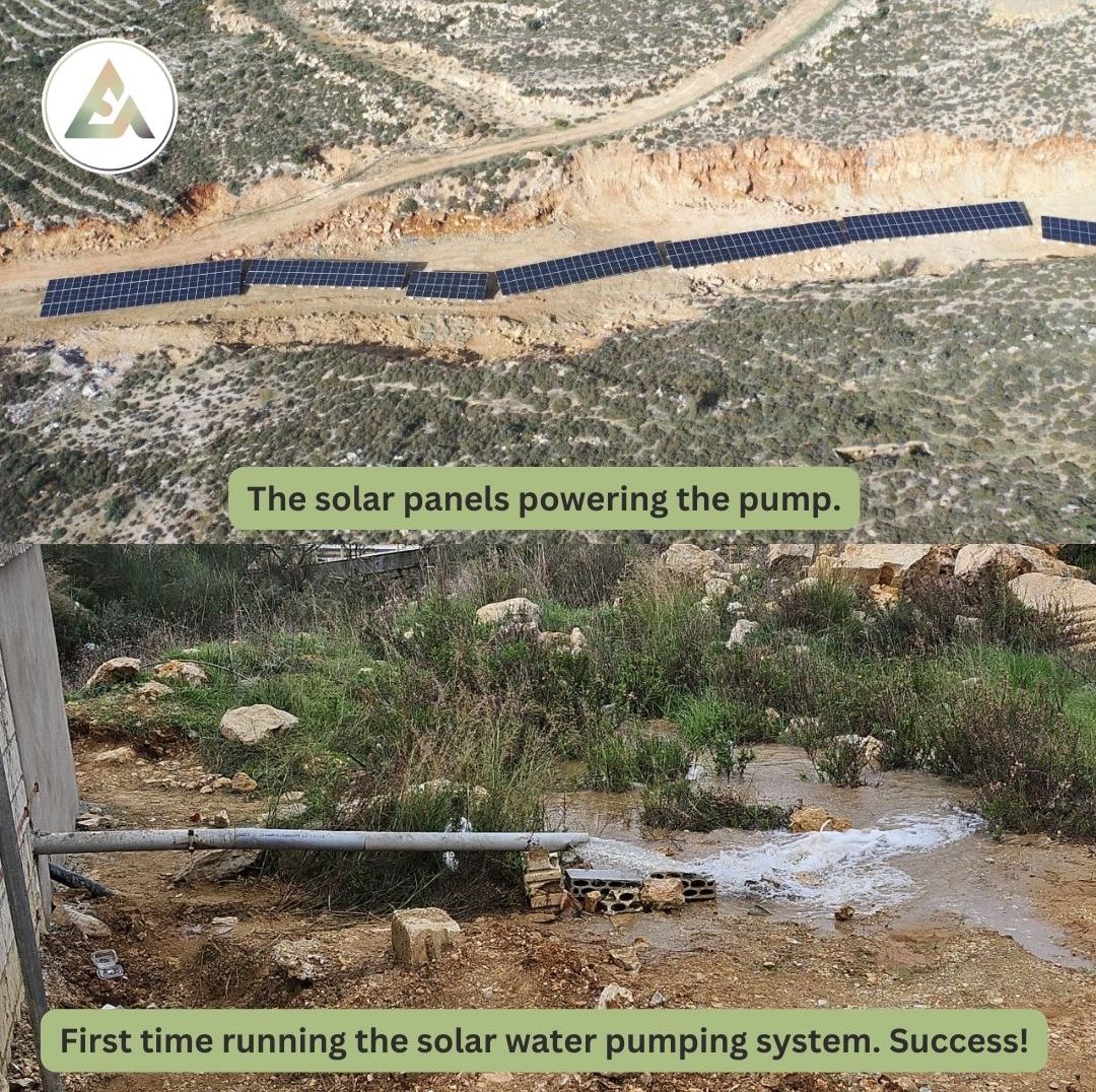 EnvironmentAcad's tweet photo. The Baalechmay solar water pumping system is officially running! What joy we felt seeing water spilling out of the pipe, powered only by the sun! Congratulations to the EA Cycle 2 local community team and all the stakeholders who made it happen! https://t.co/DpEjPNZ5y0