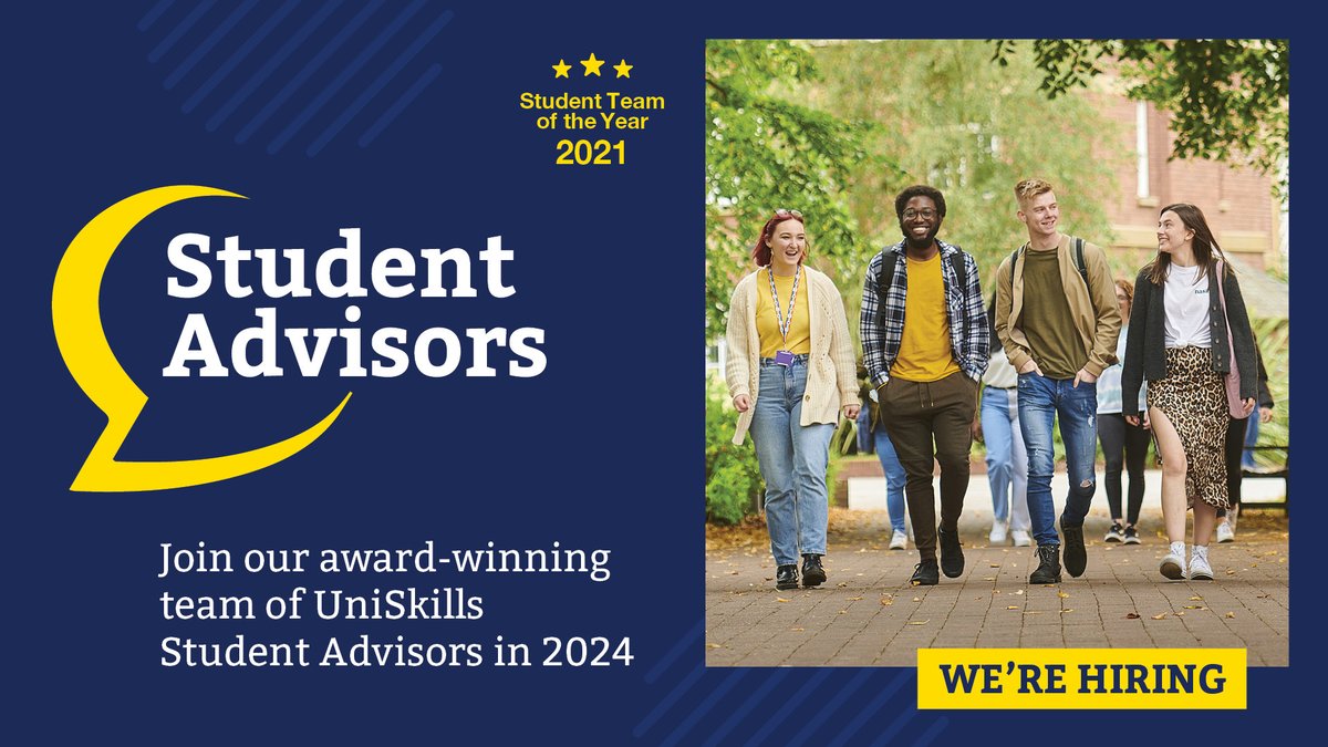 There's still time for students to apply for one of our award winning UniSkills Student Advisor posts - closing date 31 January. Apply Online: tinyurl.com/SAJobs24