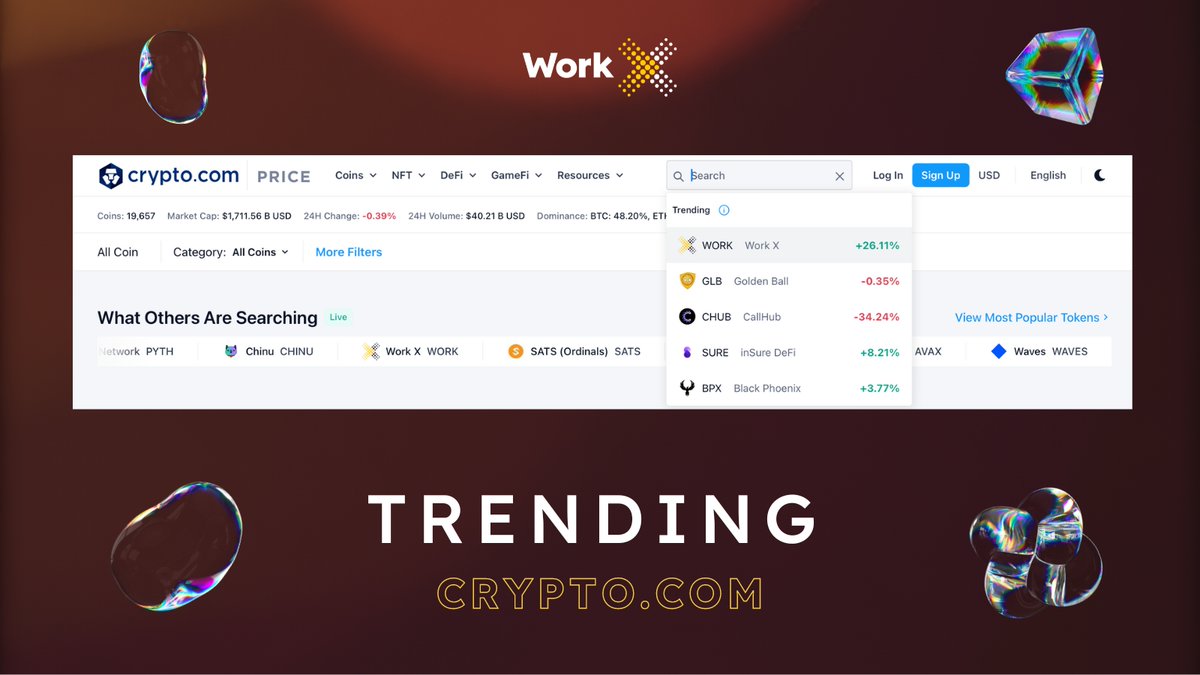 📈 $WORK IS TRENDING 📈

🚀 Work X is currently trending on <a href="/cryptocom/">Crypto.com</a> anticipating our upcoming listing on @gate_io 

👀 We're very excited to see all the new people finding out about Work X, this is just the beginning! 

🆕 New to Work X? Read our summary post of last week!