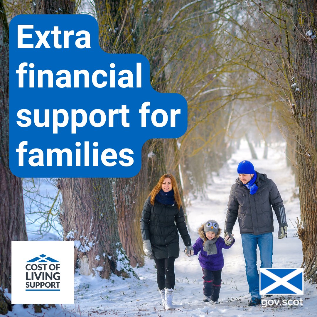 Winter can be an expensive time for families.

Check all the financial support you may be entitled to, including our benefits, on The Scottish Government's cost of living site: bit.ly/ScotGovCostofL…
