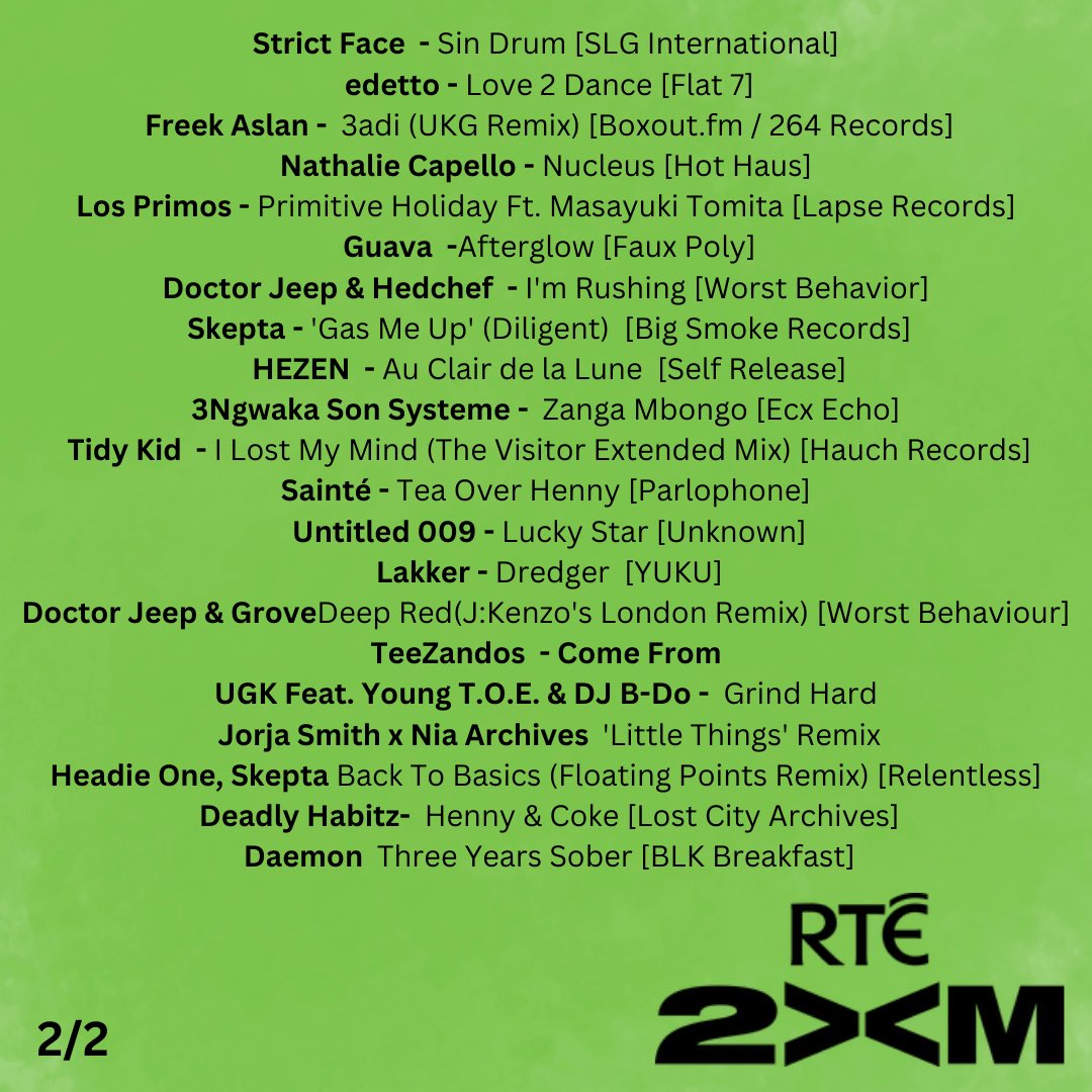 Been v bad at posting tracklists from @rte2xm but I’m a new man so here’s Sunday’s show plus link to listen back. Might take up yoga too. Mostly new or forthcoming releases 👇 rte.ie/radio/2xm/clip…