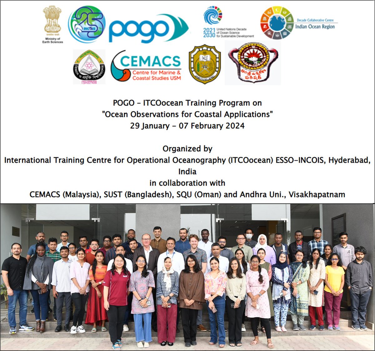 Capacity building in marine sciences @INCOIS with <a href="/POGO_Ocean/">POGO</a> Empowering the next generation of ocean stewards! Knowledge, skills, and passion to protect our oceans <a href="/UNOceanDecade/">UN Ocean Decade</a> <a href="/ESSO_INCOIS/">INCOIS, MoES</a>  <a href="/DCC_IOR/">Decade Collaborative Centre - Indian Ocean Region</a>  <a href="/iioe_2/">IIOE-2</a> <a href="/iioe_ecsn/">IIOE-2 Early Career Scientist Network</a> <a href="/minderoo/">Minderoo Foundation</a> <a href="/1nimitk/">Dr. Nimit Kumar</a>