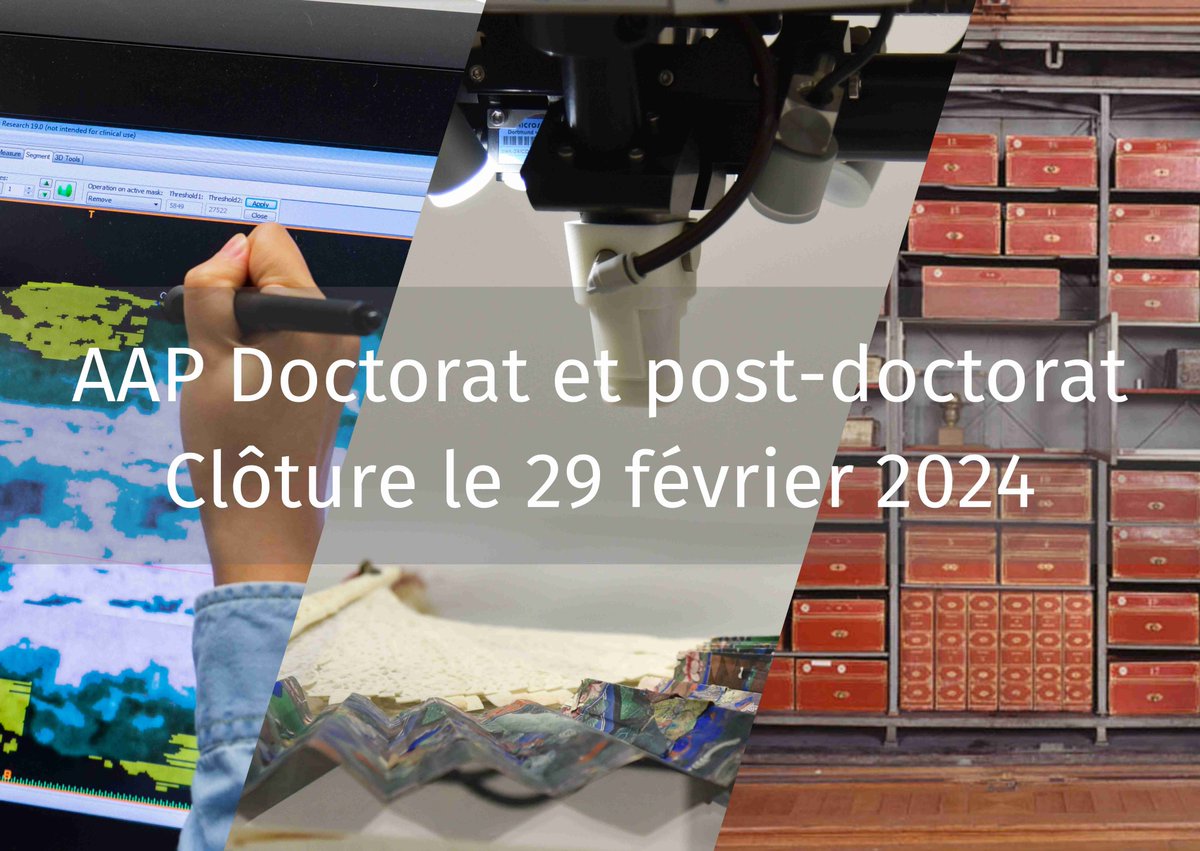 DIM Patrimoines matériels (@reseau_pamir) on Twitter photo 🔔 Il vous reste un mois pour postuler à l'AAP 2024-4 "#Doctorat et #postdoctorat" du <a href="/reseau_pamir/">DIM Patrimoines matériels</a> !
➡️ pamir-aap24-4.sciencescall.org
<a href="/iledefrance/">Région Île-de-France</a> 🔔 Il vous reste un mois pour postuler à l'AAP 2024-4 "#Doctorat et #postdoctorat" du <a href="/reseau_pamir/">DIM Patrimoines matériels</a> !
➡️ pamir-aap24-4.sciencescall.org
<a href="/iledefrance/">Région Île-de-France</a>