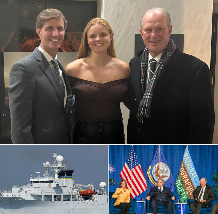 GallaudetTim's tweet photo. A super exciting Saturday with my oldest daughter @calilaurel121 celebrating the naming of the US Navy's newest oceanographic ship after my friend and colleague Robert Ballard, famed ocean explorer and discoverer of the wreck of the RMS TITANIC. https://t.co/gb0aImz56J