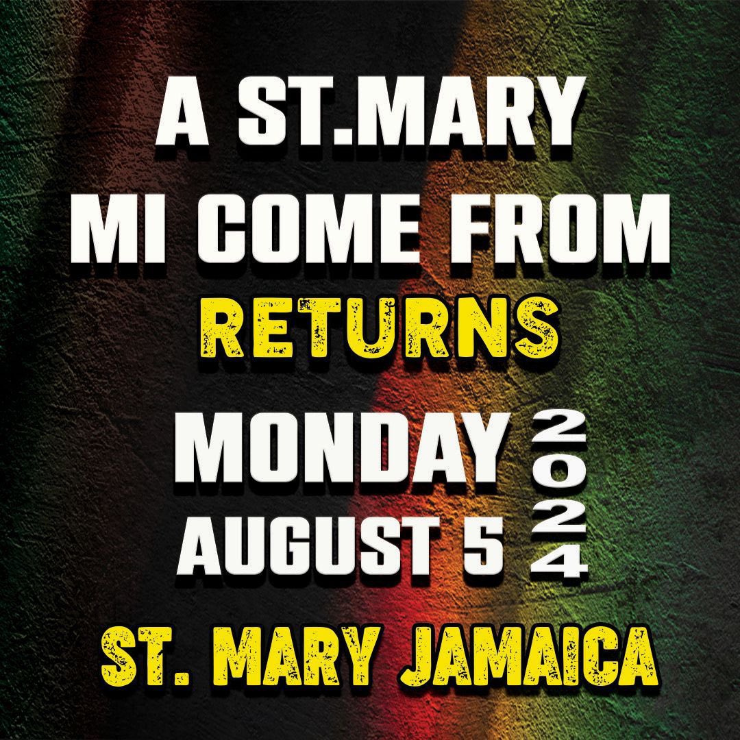 NEW DATE: #Astmarymicomefrom returns Monday August 5, 2024 📍@GraysInnSportsComplex in Annotto Bay St Mary Jamaica 🇯🇲 📍 📲: Call for more information: (876) 669-8318 or (876) 882-9716 Follow 👉🏾 @Astmarymicomefr or @AStMaryMiComeFr on Instagram or facebook.com/Astmarymicomef…