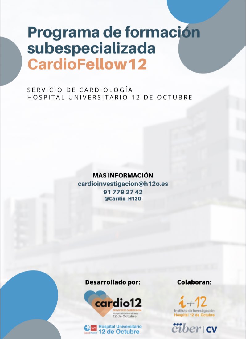 ¿Quieres formar parte de nuestro programa “CardioFellow 12”? Te ofrecemos la posibilidad de desarrollar tu subespecialidad en alguna de las áreas de Cardiología durante 1 o 2 años 🫀 Ya está abierto el período de recepción de candidaturas. ¡Infórmate! ℹ️⬇️