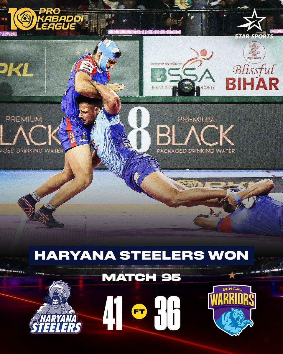 StarSportsIndia's tweet photo. An inspired performance by "Bahubali" #SiddharthDesai leads the #HaryanaSteelers to a narrow win vs #MightyManinder's #BengalWarriors!

Tune in to #PATvGG in #PKLOnStarSports 
LIVE NOW on Star Sports Network.
#HarSaansMeinKabaddi https://t.co/H5nucmdGxt