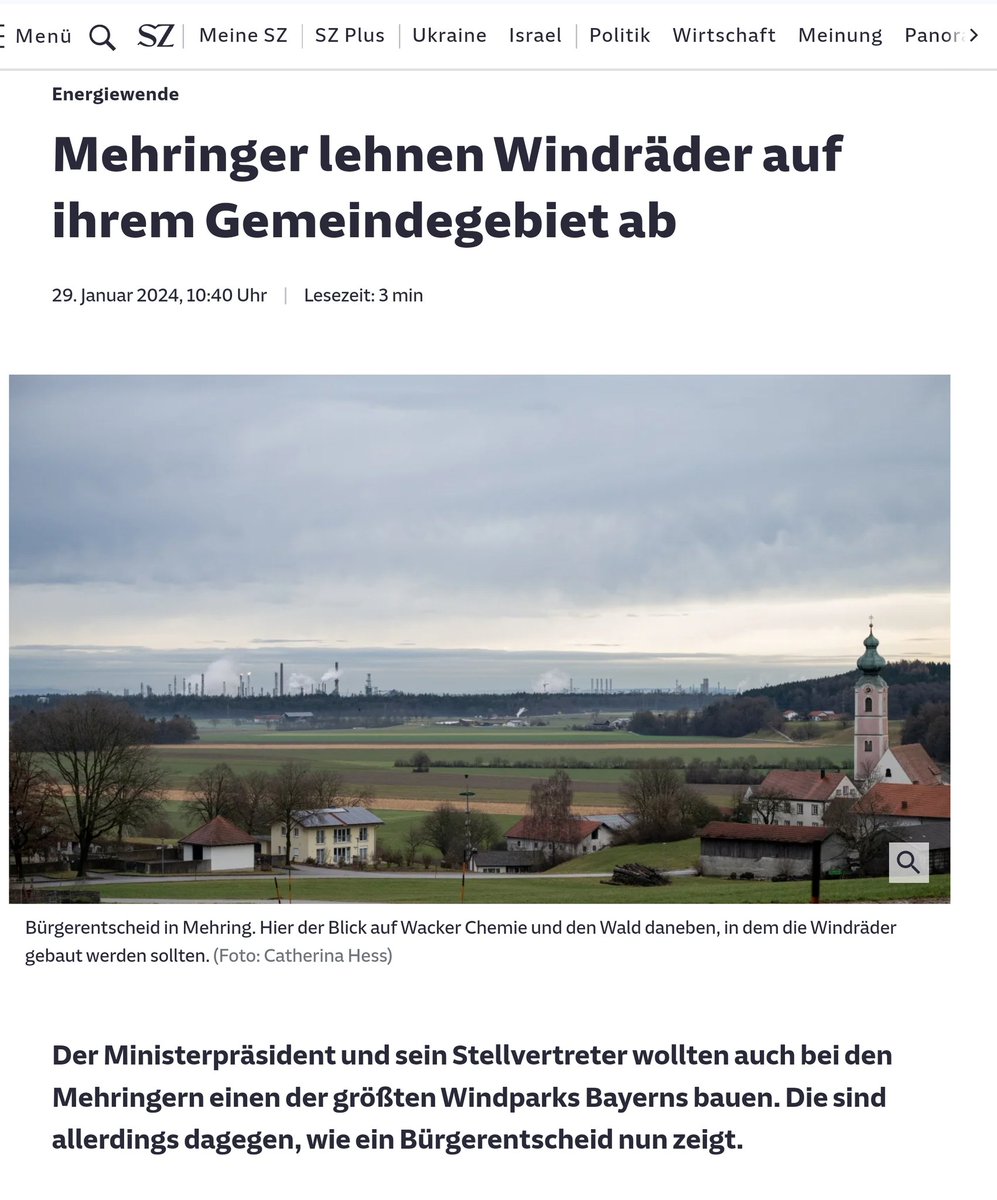 @Markus_Soeder Typisch, dass Söder nichts zu der heutigen Windkraftschlappe im Chemiedreieck in Bayern sagt!
Er erträgt es einfach nicht, wenn was in Bayern nicht läuft.
Es sollten ab sofort 3 Strompreiszonen engeführt werden, Norden, Süden und Bayern extra weil es die Energiewende boykottiert.