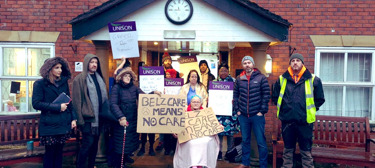 [1/2] This morning I went to Laburnum Court to attend a workers’ rally organised by @SalfordUnison along with local Councillors, Maria, Jim, @jackyoud90 and the @salford_mayor. It is absolutely appalling how care workers have been treated by their employer, Belz Care Ltd.