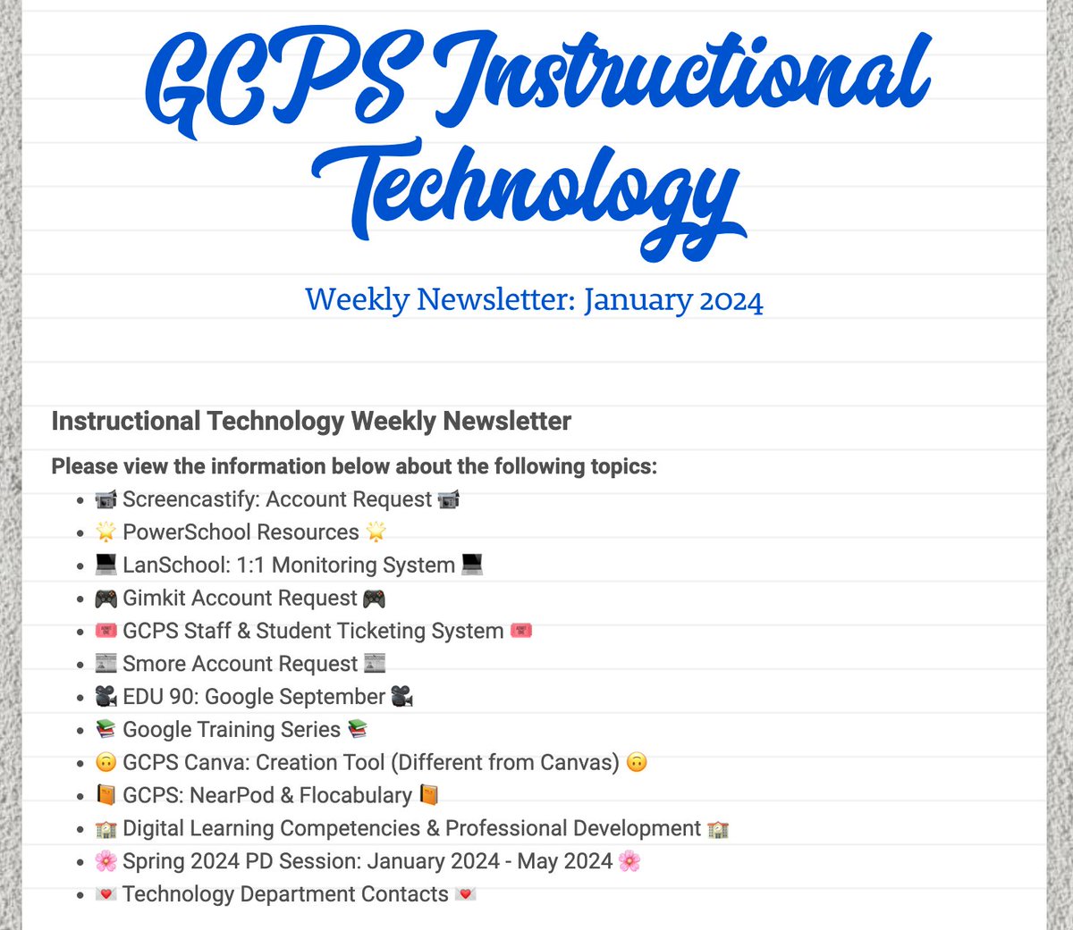 GranvilleTechPD's tweet photo. GCPS Instructional Technology: January 29th, 2023
https://t.co/kHTTDf6zco
#GCPSTech https://t.co/NWbSrLk9sU