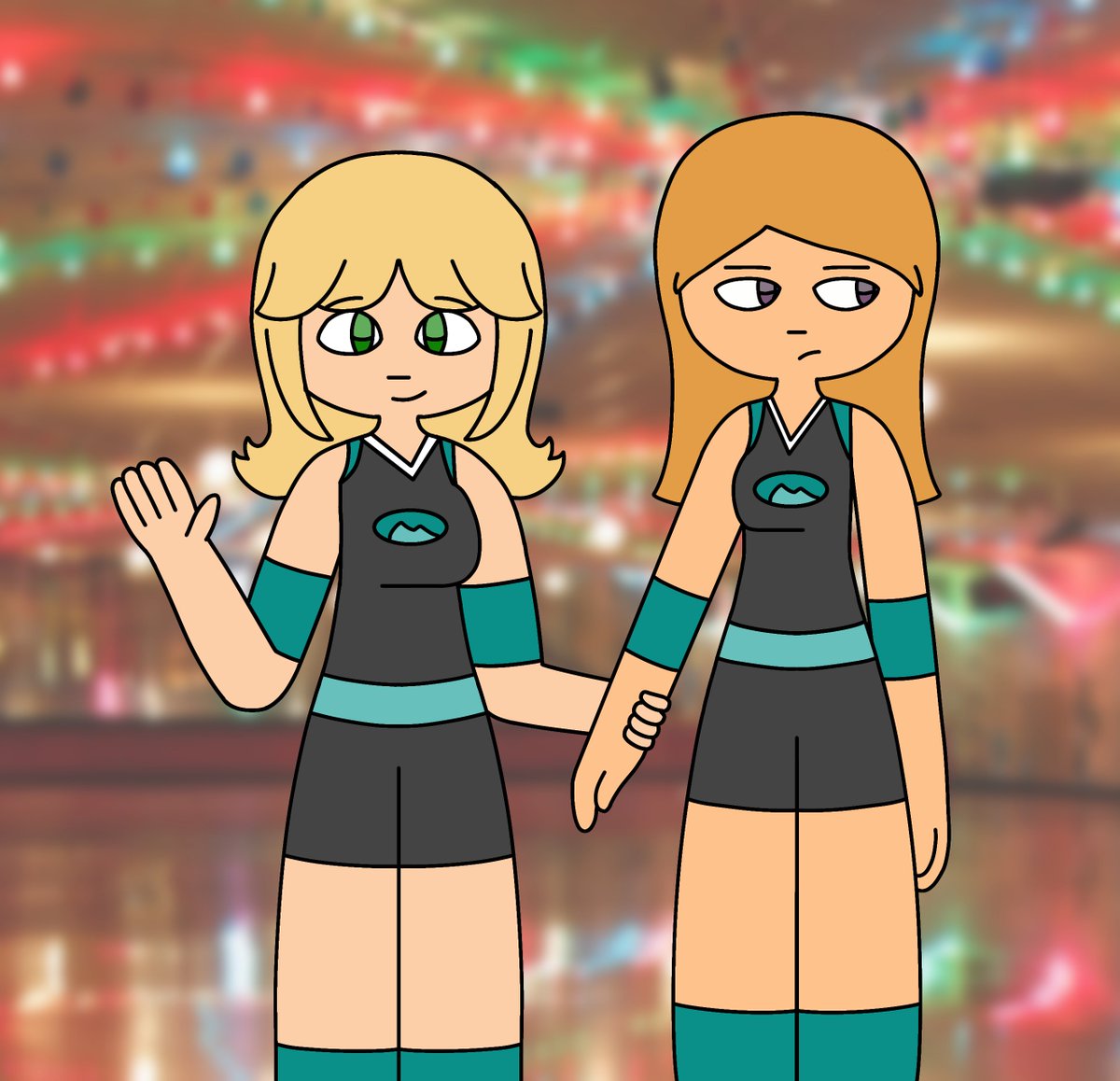 I realized the line art had some slight errors I didn't notice before
So I had to edit it to fix it, the hair lines weren't connecting where they needed to be
Have rollerderby Ally and Julia again!