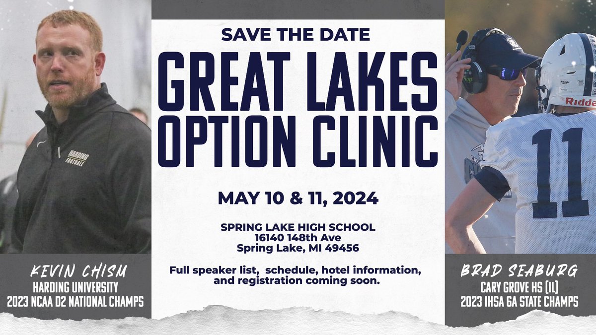 Option Coaches: We’ll be hosting a clinic on Friday evening and all day Saturday (May 10 & 11). Registration will be open in the coming weeks. Our featured speakers will be Harding’s OL Coach @KChism_ & @CGTrojanFB HC Brad Seaburg. More speakers to come…