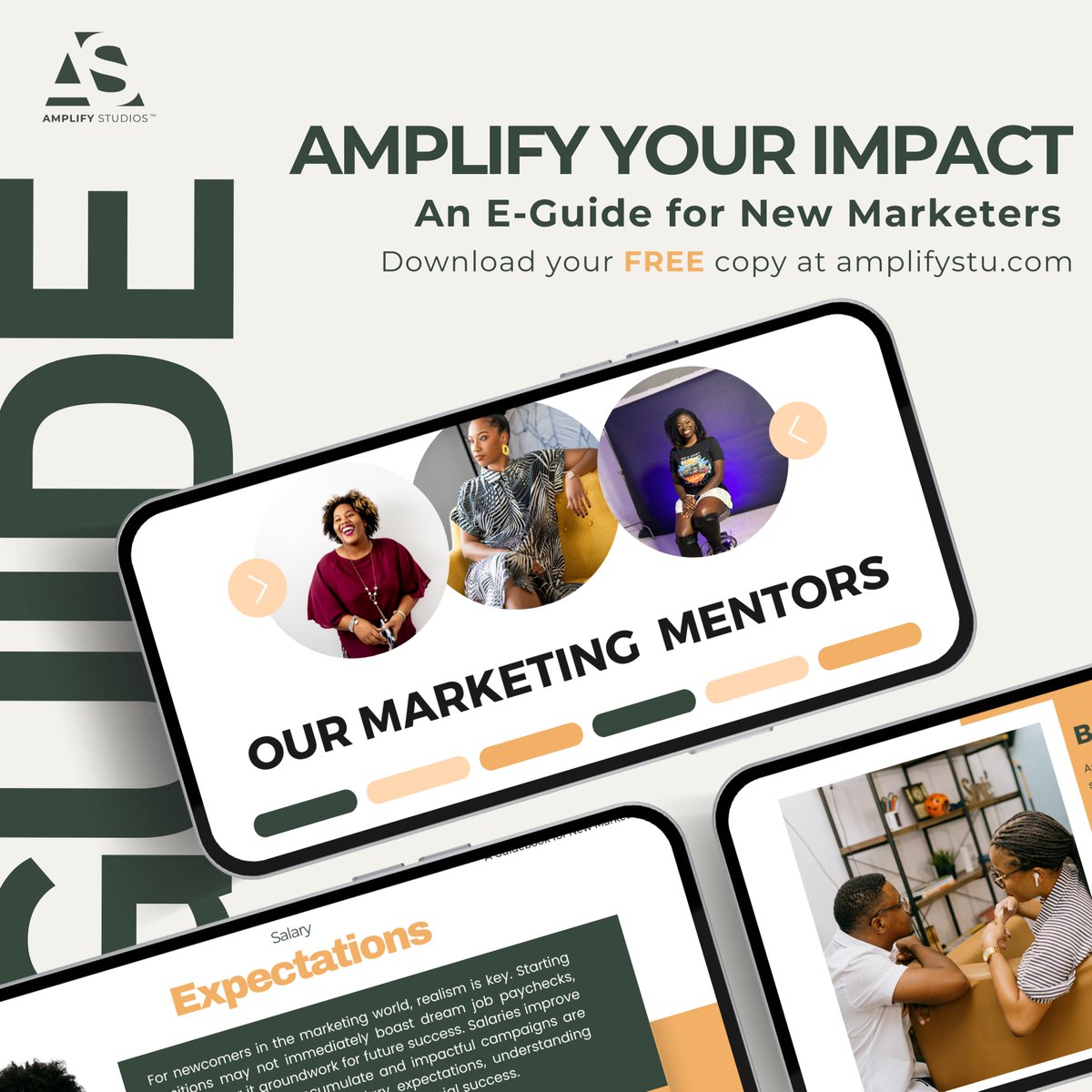 Excited to share our new E-Guide for new marketers! Learn marketing basics, salary expectations & more. Free download at amplifystu.com 🙌 #AmplifyStudios #NewMarketersGuide #AmplifyYourImpact