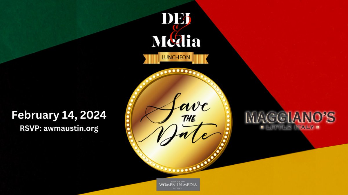 AWMAustin's tweet image. Our February #luncheon welcomes panelists and discussions on #DEI initiatives within #media w/ a special spotlight on #BlackHistoryMonth. Join us at  Maggiano’s Little Italy (The Domain), on Valentine's Day. Deadline to RSVP is Feb. 9 #linkinbio