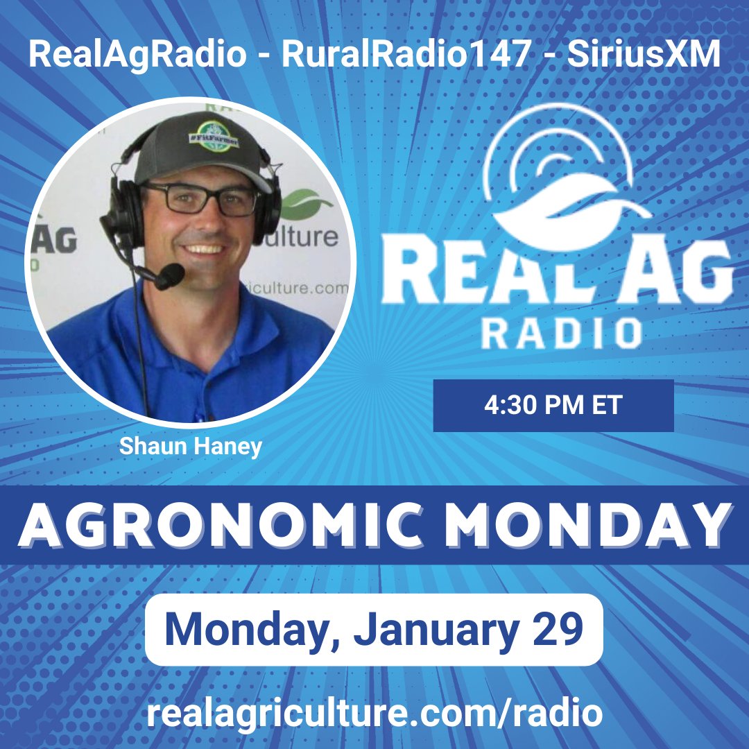Tune in to #RealAgRadio at 430 E on @RuralRadio147! Host @ShaunHaney is joined by @WheatPete for #AgronomicMonday to discuss the impact of drainage and nitrates, #covercrop data, and more! Also hear a spotlight interview w/ Tim Criddle of @SeedMasterMFG #cdnag