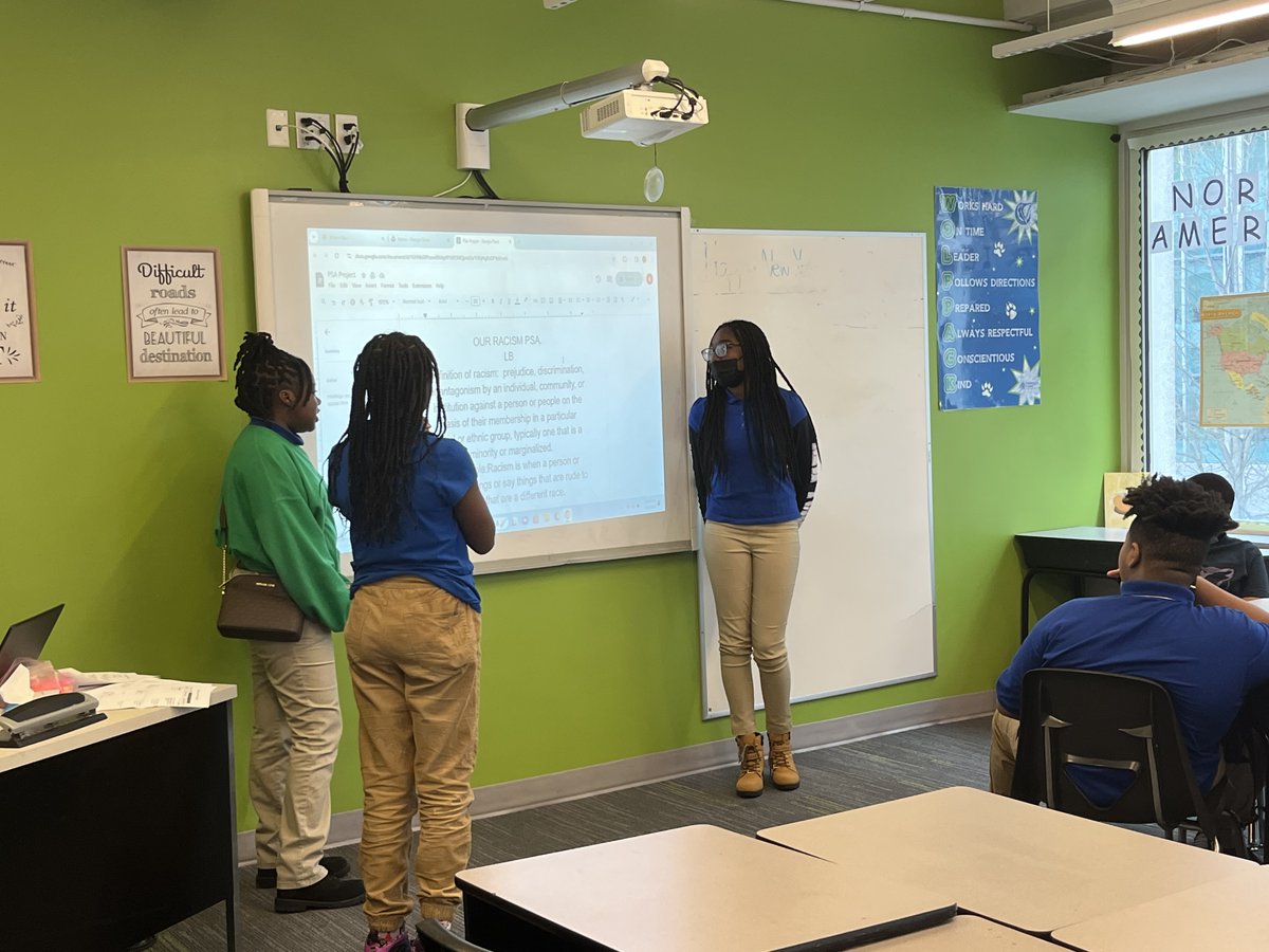 WashGlobalPCS's tweet photo. CLASS SPOTLIGHT

On 1/24, Washington Global’s 6th and 7th graders presented PSAs for their classmates about meaningful topics during Service Learning.

The scholars worked on their public speaking, research, and leadership skills, all necessary skills for their final projects. https://t.co/DQFfLyuVs5