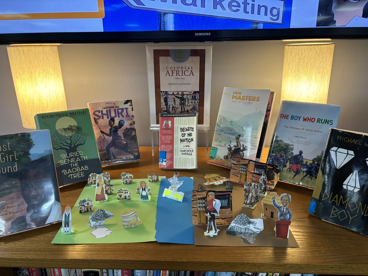 Students in World Cultures with Ms. McMahon &amp; Mr. Van Duerm created displays in the LC celebrating African culture! Check out their beautiful work! #nnhsreads #letahuskieleadtheway