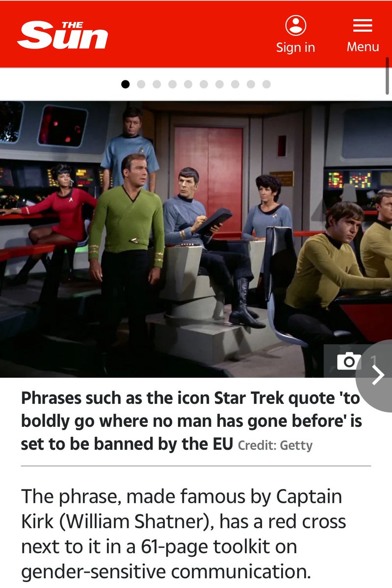 WilliamShatner's tweet photo. 😳👇🏻Presentism at work yet again.  Why start at Trek? 🤨Isn’t it better to start at the beginning and redo foundation material such as the Magna Carta, religious writings, works of Shakespeare before worrying about a silly TV show opening that reflects social commentary of the time? If people are offended by 6 seconds of dialogue recorded in 1966 without a modicum of understanding of the social issues at the time there’s bigger issues that they need to deal with first - like educating themselves.🙄
