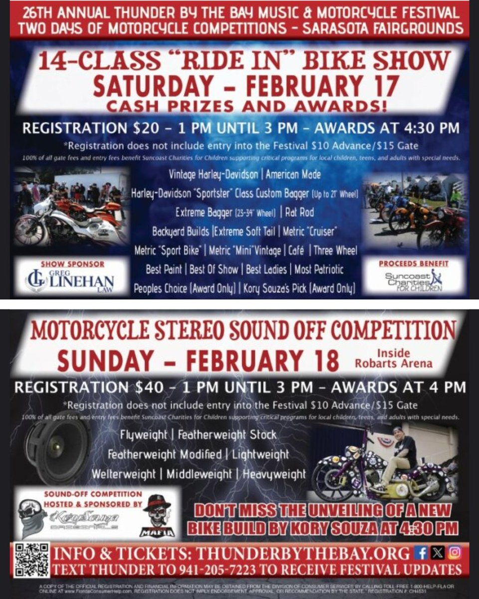 thunderbythebay's tweet photo. Plan to enter or just enjoy the 14 Class "Ride In" Bike Show and Motorcycle Stereo Sound Off Competition at Thunder By The Bay this weekend. Must register on-site – registration does not include entry into the Festival.  #TBTB2024 🎸🏍️ https://t.co/9F3sQwvXRV