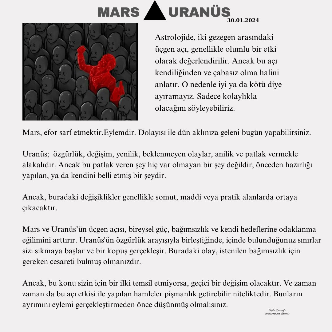 Mars Uranüs açısının etkileri içerisindeyiz, detaylar aşağıda
#astroloji