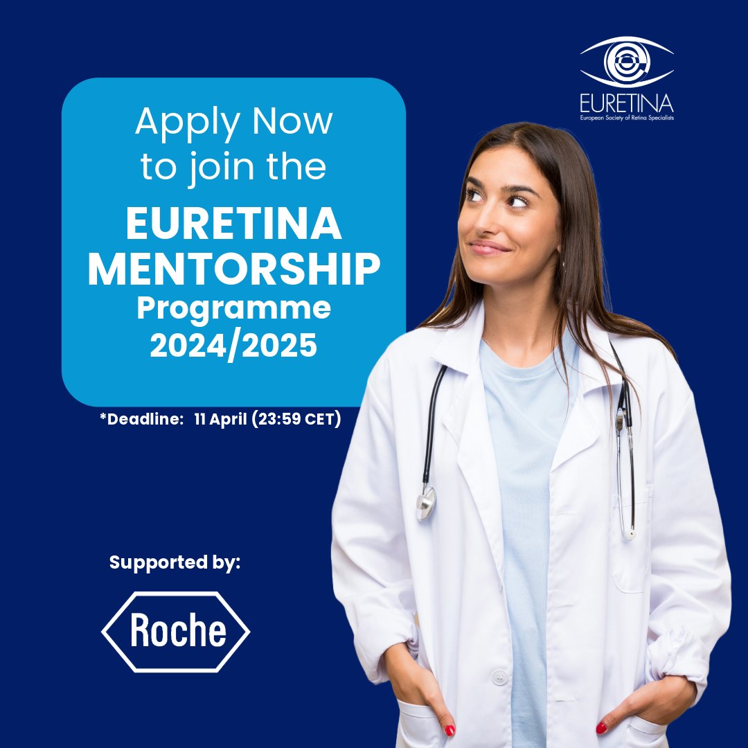 🌟 Apply now for the EURETINA Mentorship Programme and elevate your career with one-on-one guidance from leading Retina experts. Click here for more info 👉 ow.ly/33sS50QuMEX #EURETINA #FutureOfOphthalmology #CareerLeap #EuretinaCongress