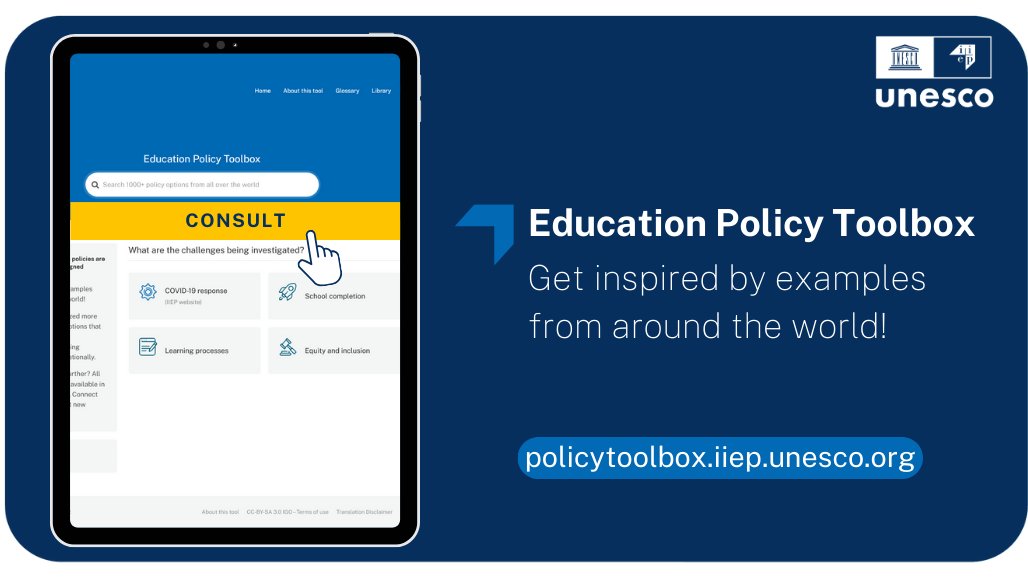 💡Using IIEP's Education #PolicyToolbox, @AishaAn74227872 & Dr Sajid Ali of @AKUGlobal analyzed factors impeding girls' primary school completion in 🇵🇰. Read more in this #WorldEducationBlog⤵️

Consult our #PolicyToolbox for more examples worldwide: policytoolbox.iiep.unesco.org