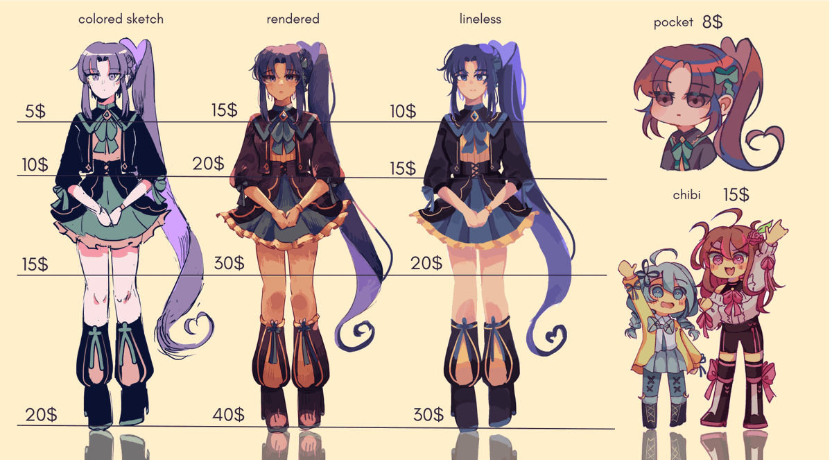 ☀️ MY COMMISSIONS ARE OPEN ☀️

My portfolio, prices and TOS is in my carrd!! Here it is: cherrei.carrd.co DM me if you're interested!! 

❤️🔃 Likes and RTs are much appreciated!!