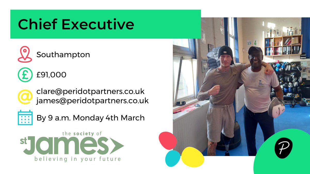 🏠 <a href="/SSJCharity/">Society of St James</a> believes everyone deserves not just a second or third chance, but as many as it takes. Help vulnerable people overcome challenges by empowering them to lead a fulfilling and rewarding life as #ChiefExecutive.
 peridotpartners.co.uk/jobs/chief-exe…