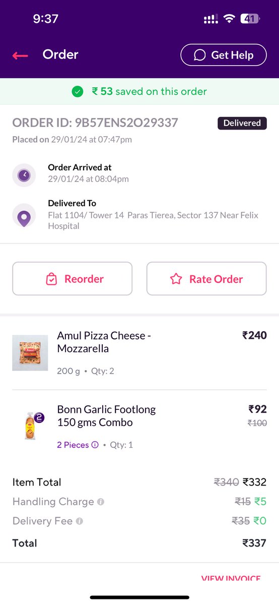 FromSuvayu's tweet photo. @zeptocares The order ID is attached as a screen shot and contact number is 9830030246 https://t.co/4hthloWMvB