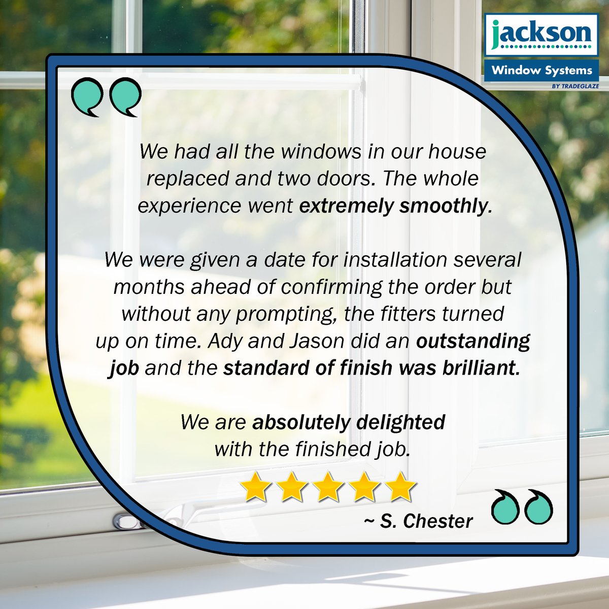 Thrilled to share this wonderful feedback from a recent customer. 🌟

Read more of our reviews on Trustpilot 👇
uk.trustpilot.com/review/jackson…

#fivestars #customersatisfaction #doubleglazing #fivestarreview