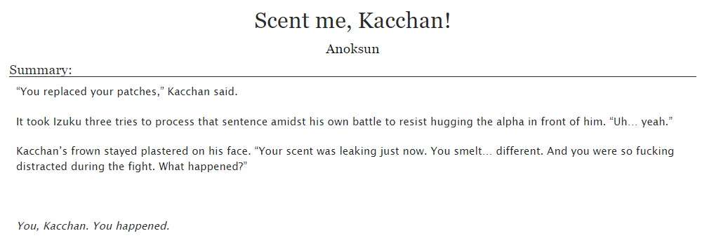 anoksunn's tweet photo. Only took me 1.5 years oops but a new chapter for “Scent me, Kacchan!” is up!

(PLEASE note that the rating for this is M !!) 

I promise the last chapter won't take that long (ㅅ´ ^ `) https://t.co/gzxl2Uype1