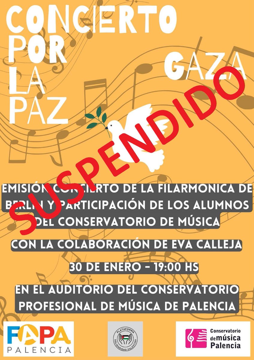 Nos hemos visto obligados a suspender este evento ya que la @juntadecastillayleon no autoriza a realizar un evento de estas características en sus instalaciones #diadelapazylanoviolenciaescolar #derechoshumanos #educaciónparalapaz #ampas #fapa #palencia