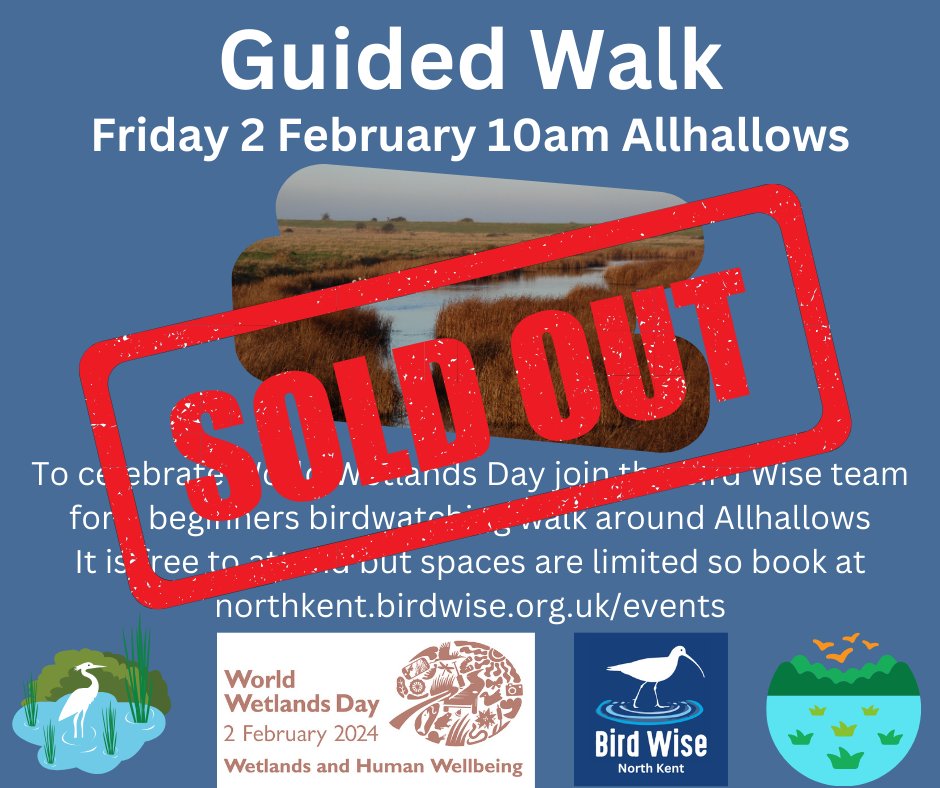 Both our upcoming guided walks are now fully booked 👏 
We will be adding more for half term and Easter holidays
Keep an eye on our social feeds for updates next week or sign up for our newsletter via our website
northkent.birdwise.org.uk
#birdwise #Kent #birdwatching #lovenature