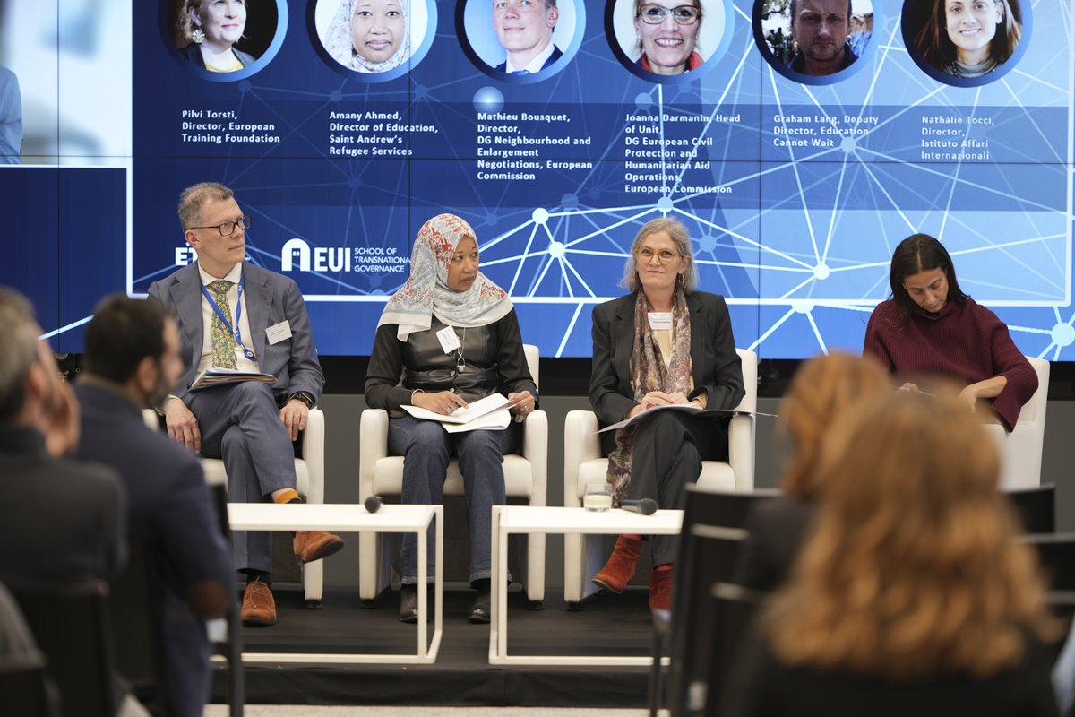 Brussels' 'Next Generation' event, co-hosted by ETF & @EUI_EU, delved into the future of #education amid #geopolitical shifts. Experts emphasised the need for collaborative policies, focusing on educator skills and embracing #AI as tools for soft power in international relations.