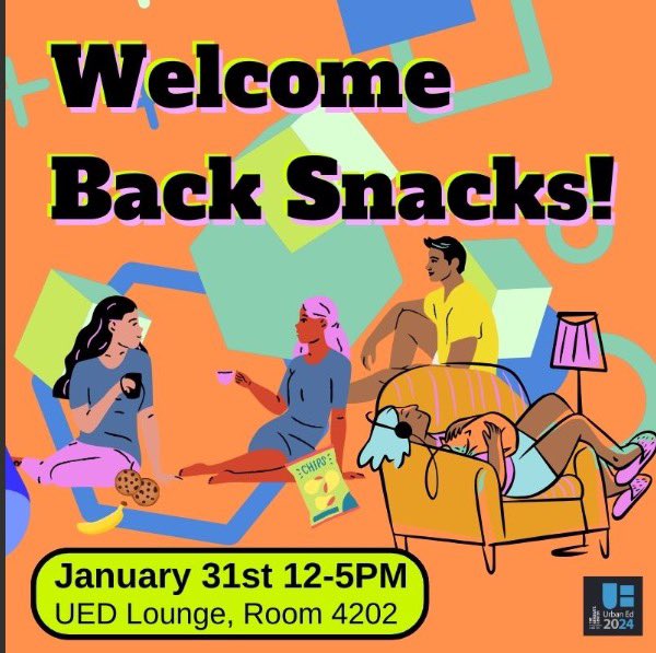 We welcome you back to the Spring 2024 semester! Stop by, reconnect, and grab some snacks in between your class. Sherry, Matt, and Christine will also be around to say hello and help with any beginning-of-semester questions. #CUNY #NYC #GraduateCenter #HigherEd #Community