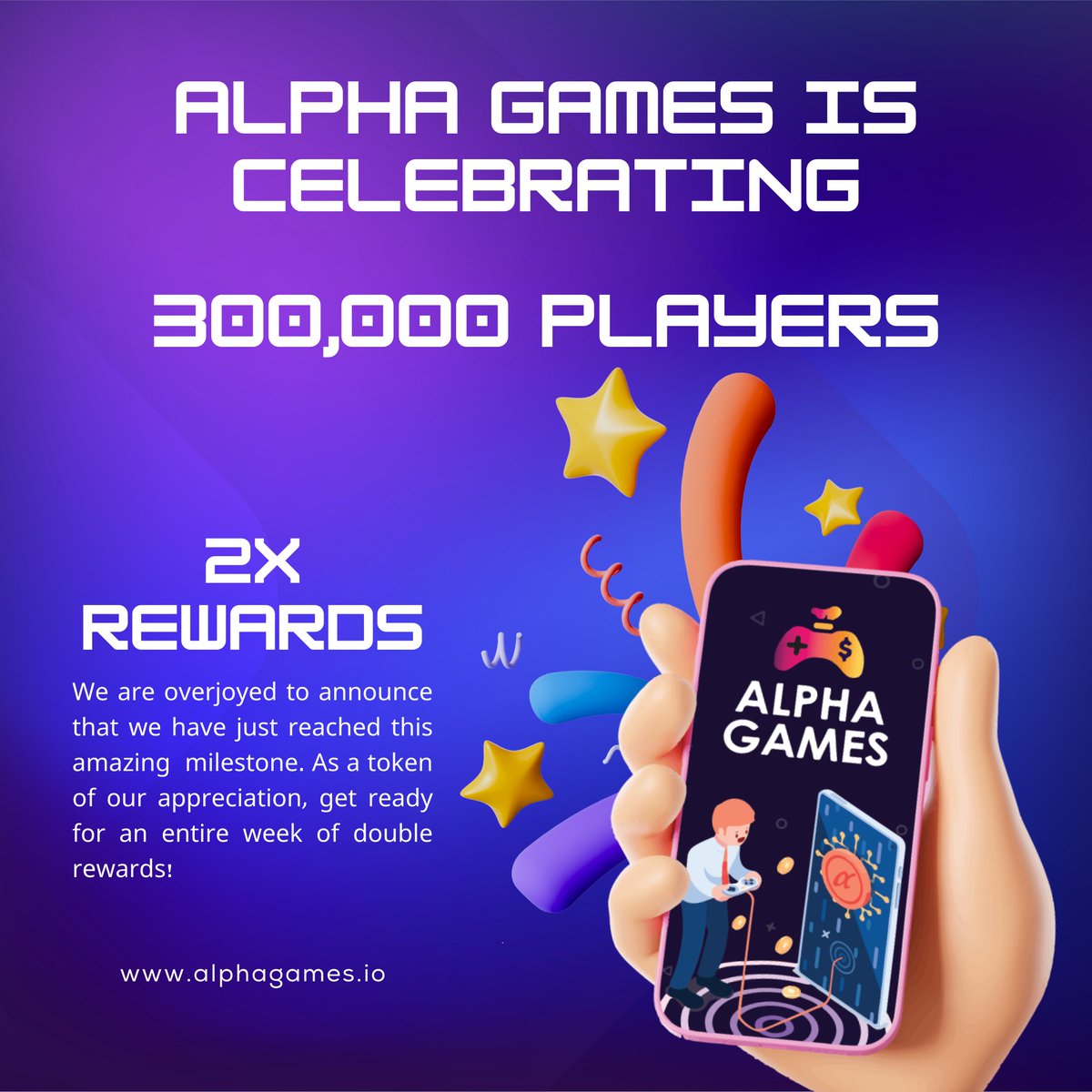 🎉🎮 Exciting News: We've Reached 300,000 Players! 

We're thrilled to announce that our gaming family has grown to a whopping 300,000 strong! Your passion and dedication have made this milestone possible, and we couldn't be more grateful.

🙌 As a token of our appreciation, get