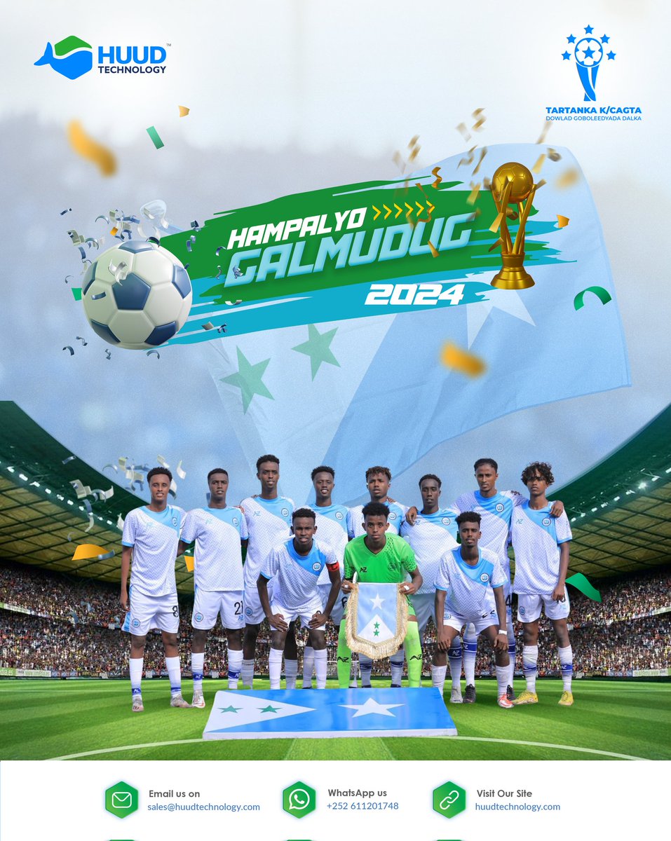 HuudHQ's tweet photo. Hambalyo #XULKA_GALMUDUG oo ku Guuleysatay Finalka  Tartanka Kubadda  Cagta Maamul  Goboleedyada iyo Gobalka Banaadir...

#Somalisports2024  #LifeAtHuud #HuudTechnology #YourDigitalWorld https://t.co/spl09txeYc