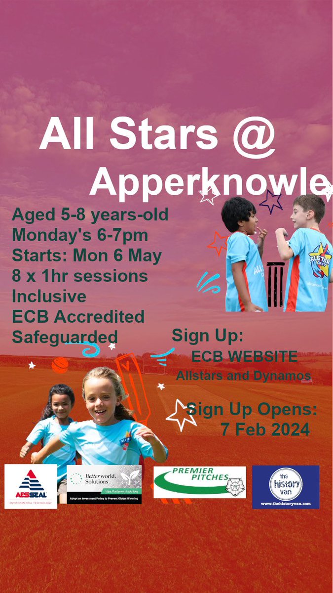 Apperknowlecc's tweet photo. 🚨JUNIOR CRICKET IS BACK AT ACC… AND ITS FREE*🚨

Sign up is completed on the ECB WEBSITE.

Sessions will run from Monday 6th May between 6pm-7pm and continuously for 8 sessions.

*Free for first 16 in each category (usually £40 paid directly to the ECB) https://t.co/P4JvgGeR7o