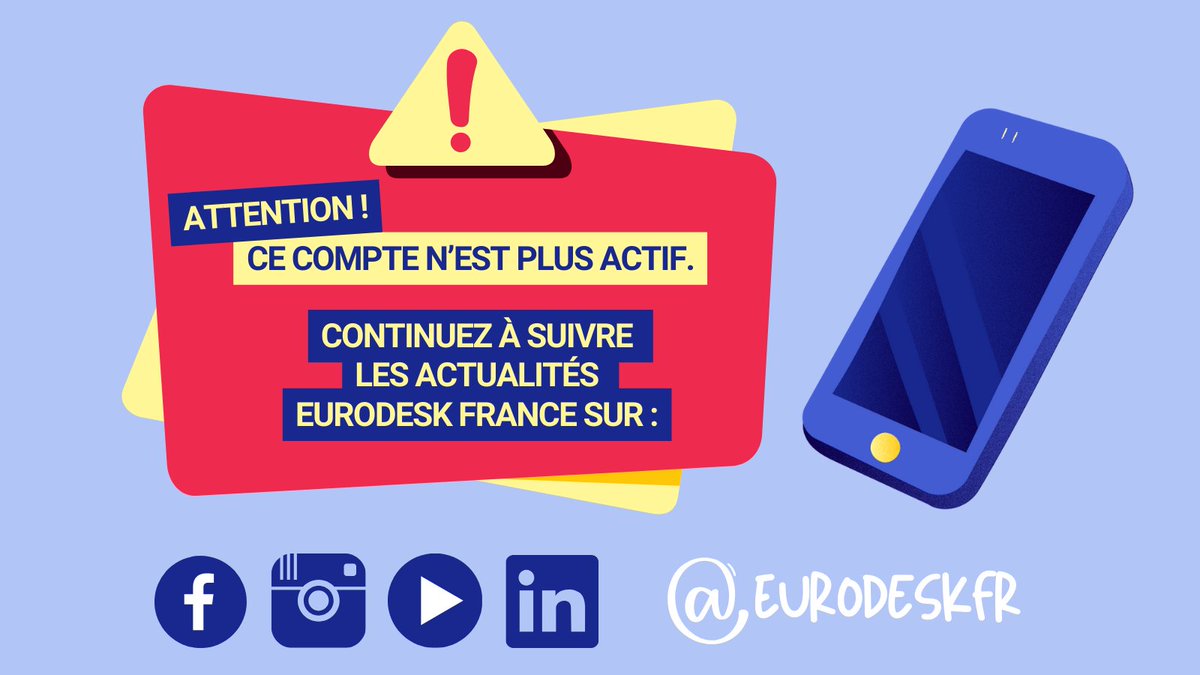 👋 Au revoir X ! Mais ce n'est pas un adieu pour autant ! Retrouvez-nous nos autres réseaux sociaux et/ou sur cidj.com/eurodesk 😉