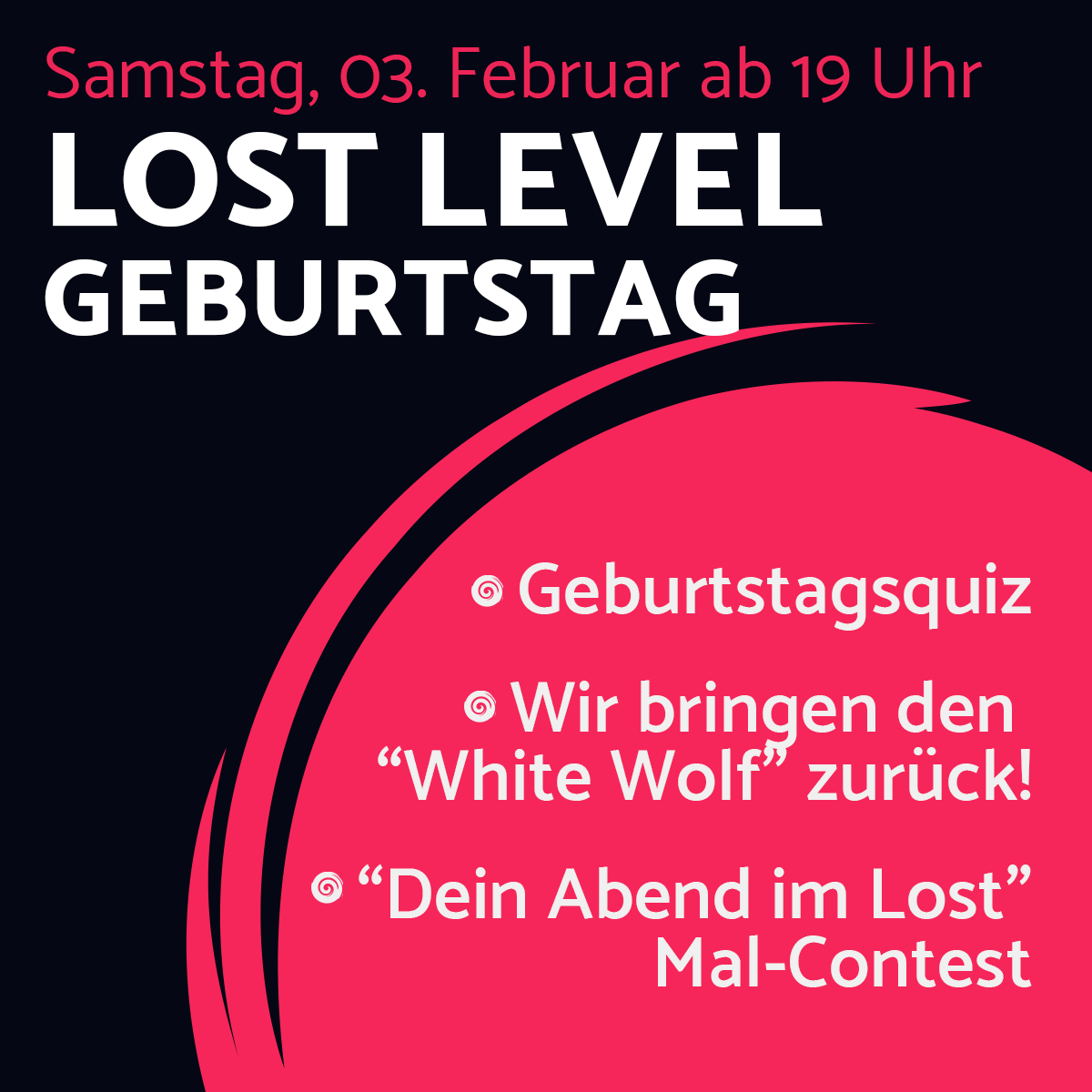 lostlevelbar's tweet photo. Wir haben wieder mal ein geniales Programm für euch zusammengestellt, denn am Samstag wird unser Geburtstag gefeiert. Die Gesellschaft wird super, die Drinks lecker und Reservierungen gibt's nicht also kommt früh genug :D
#esports #koeln #cologne #lostlevel #birthday #jubiläum https://t.co/14sHBtuiHX