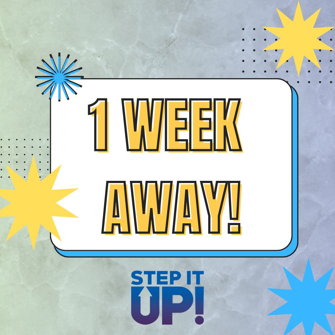 Our BIGGEST fundraiser of the year, Step It Up!, is ONE WEEK
away! Stay tuned for more details! #StepItUpAZ
#WorkHardPlayHarder #FUNdraising @StepItUp.AZ