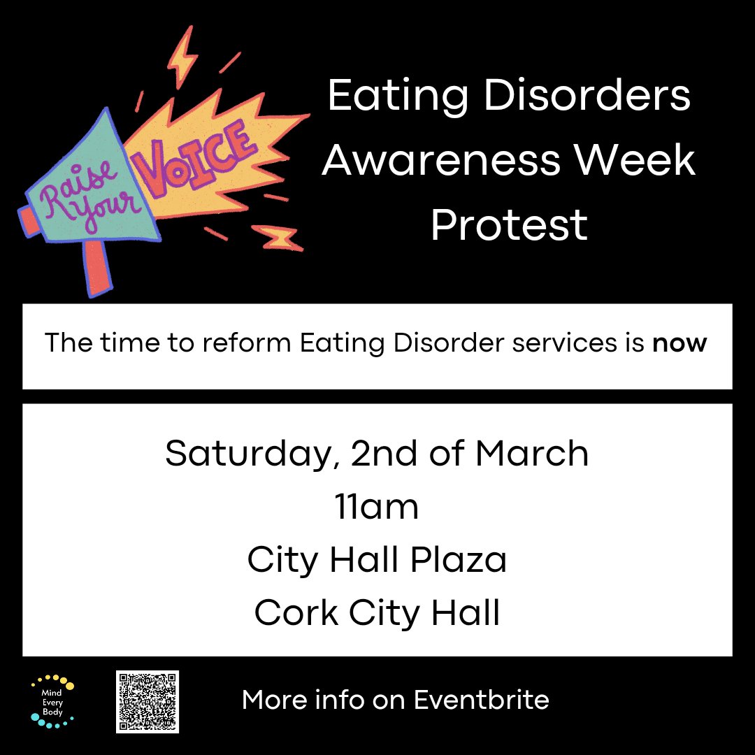 So happy to announce Cork is joining the protest! 
#eatingdisorders #mindeverybody #reform #edrecovery #edaw #edaw2024 #ireland #anorexia #anorexiarecovery #anarecovery #bingeeatingdisorder #bedrecovery #bulimiarecovery #bulimia #campaign #protest #corkireland #cork #corkevents